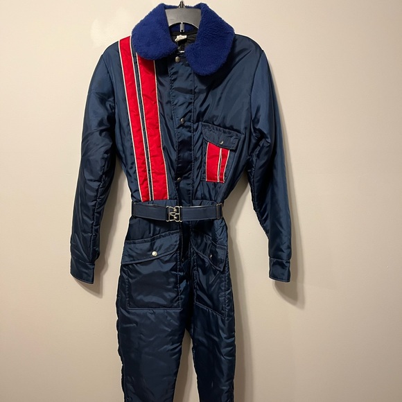 70’s Vintage unisex teens JCPenney Snowmobile Apparel Snowsuit blue and red - Picture 5 of 12
